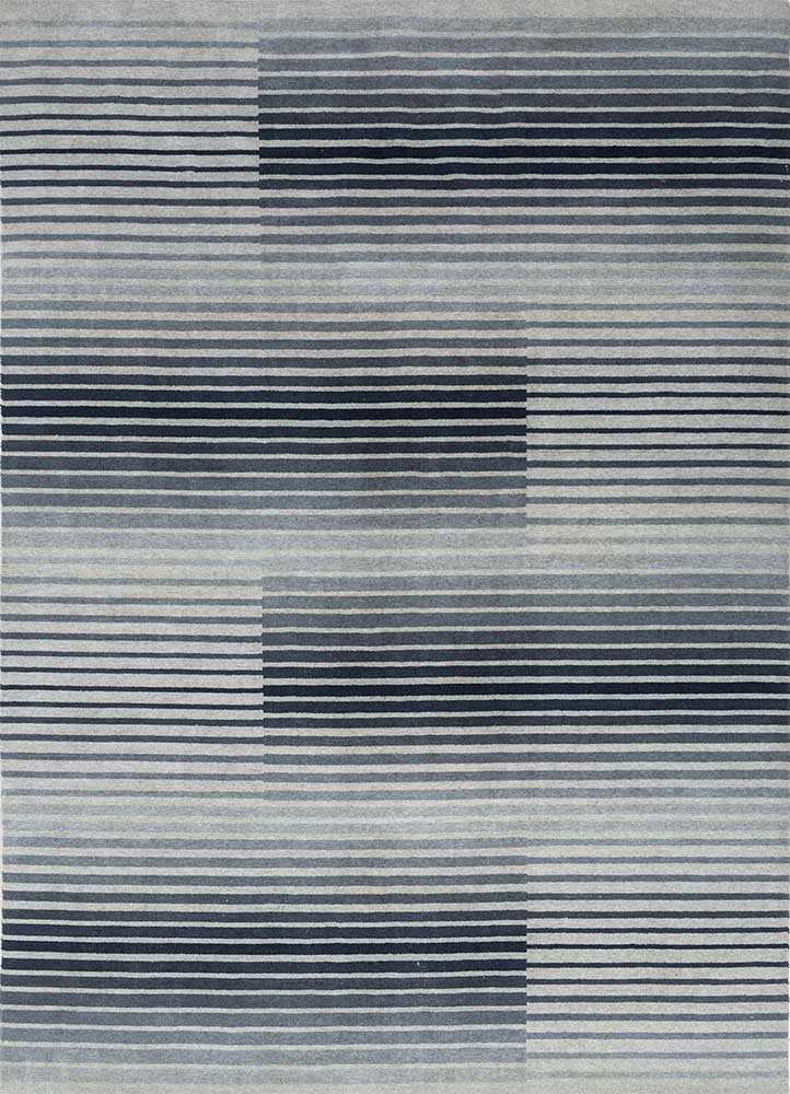 saga blue wool hand loom Rug - HeadShot
