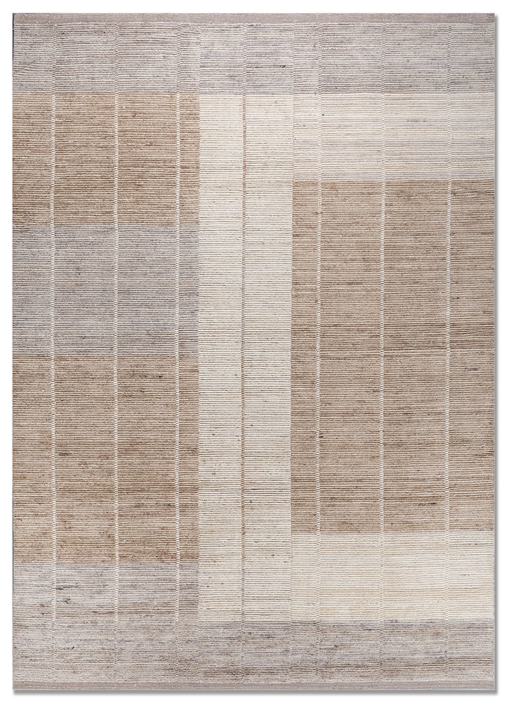 tesoro beige and brown wool hand loom Rug - HeadShot