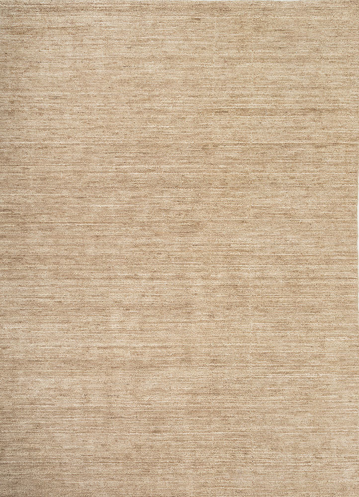 saga beige and brown wool hand loom Rug - HeadShot