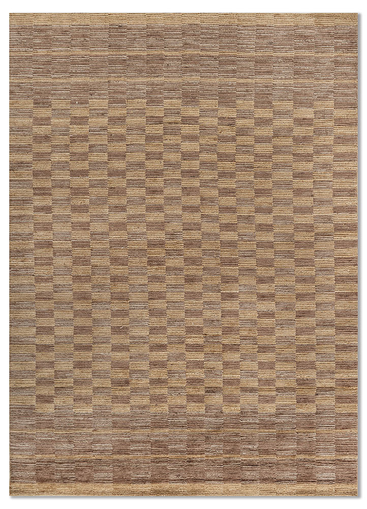 contour beige and brown wool hand loom Rug - HeadShot