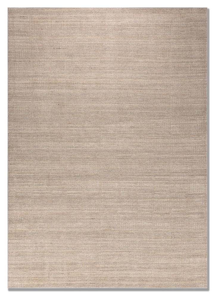 saga beige and brown wool hand loom Rug - HeadShot
