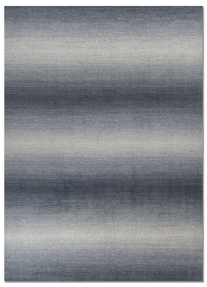 contour blue wool hand loom Rug - HeadShot