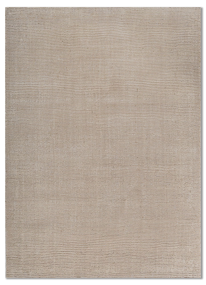 saga ivory wool and silk hand loom Rug - HeadShot