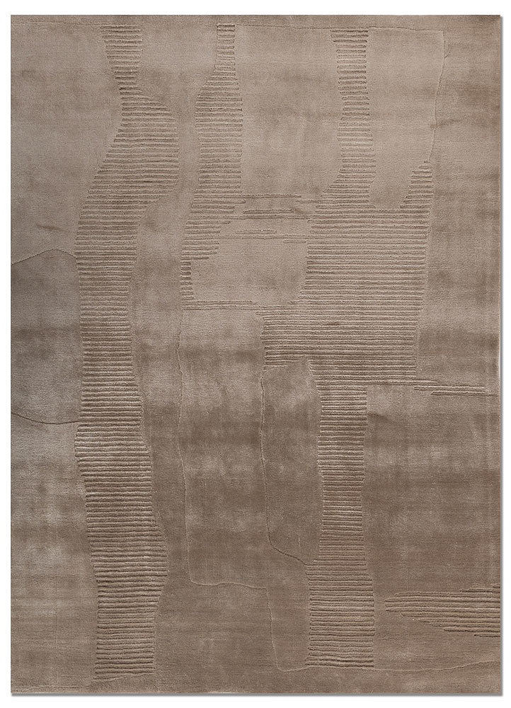 tesoro beige and brown wool hand loom Rug - HeadShot