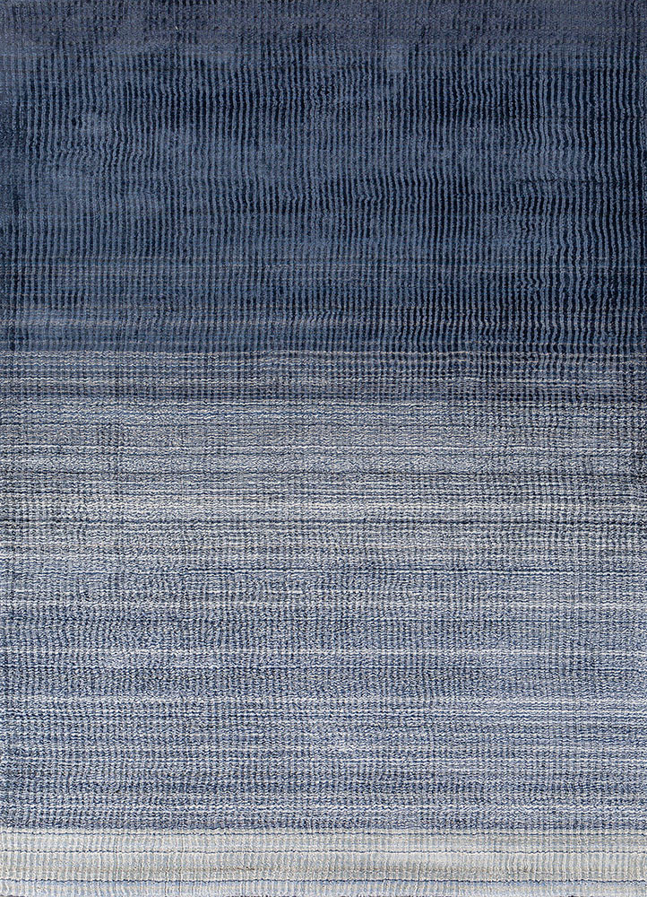 jean blue wool and viscose hand loom Rug - HeadShot jean blue wool and viscose hand loom Rug - HeadShot