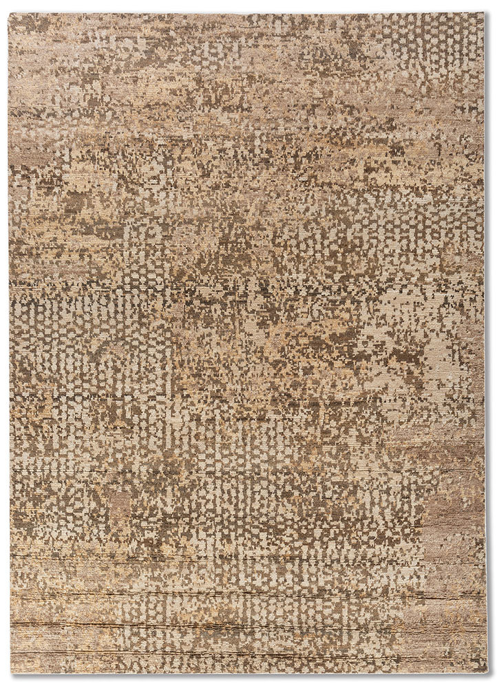 uvenuti beige and brown wool hand knotted Rug - HeadShot
