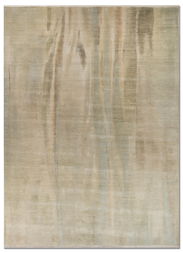 hidden by kavi green wool and silk hand knotted Rug - HeadShot