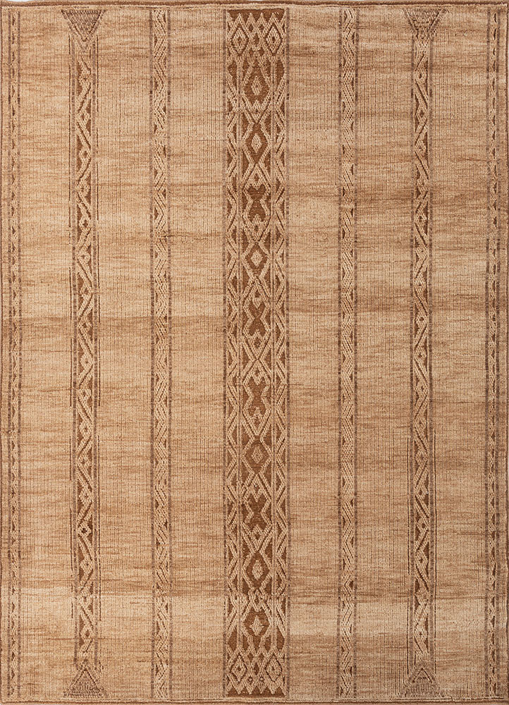 beige and brown beige and brown wool hand knotted Rug