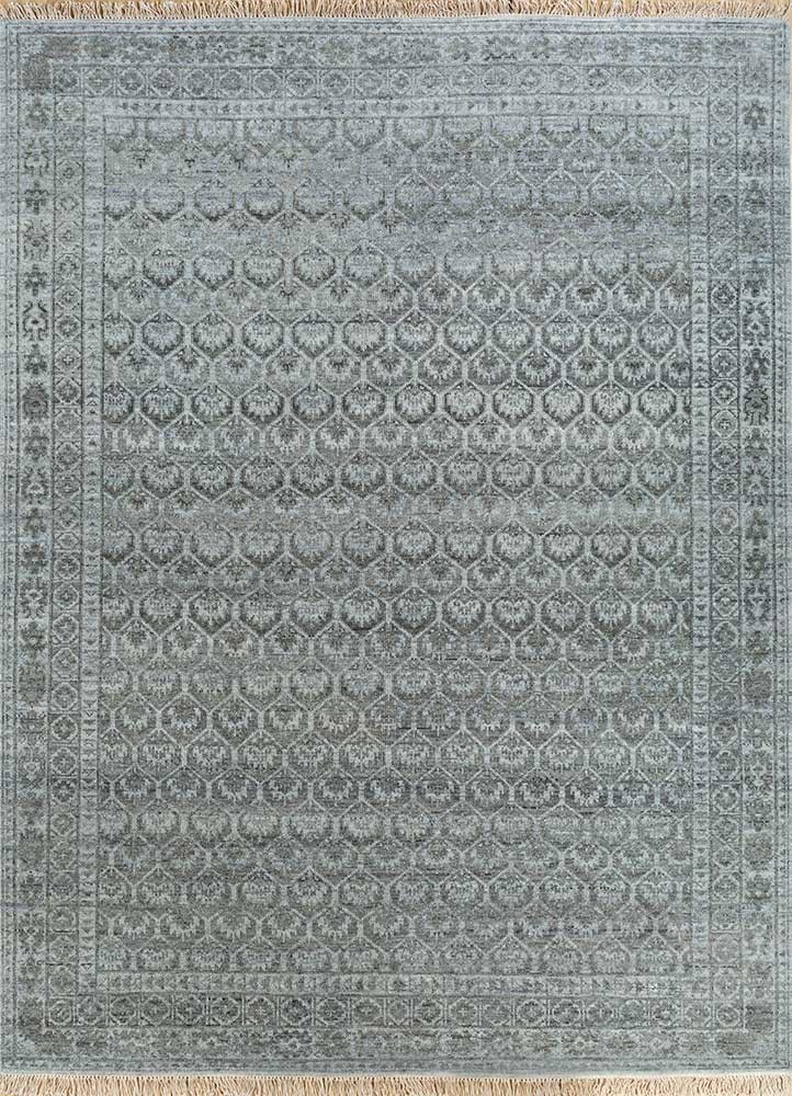 viscaya blue wool hand knotted Rug - HeadShot