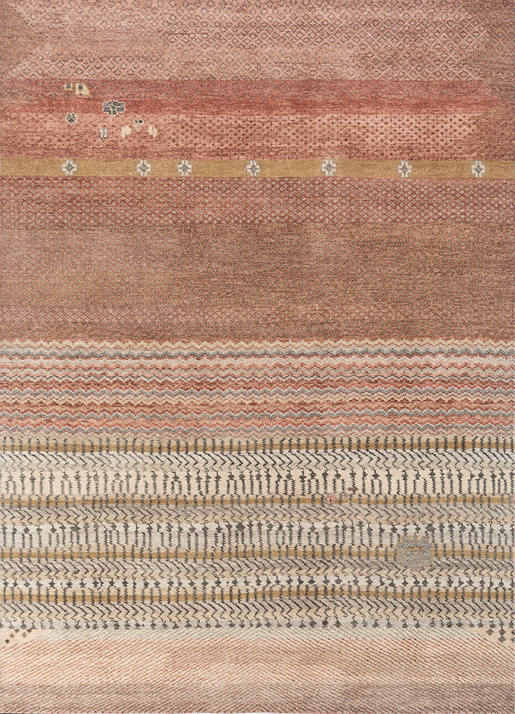 red and orange red and orange wool hand knotted Rug