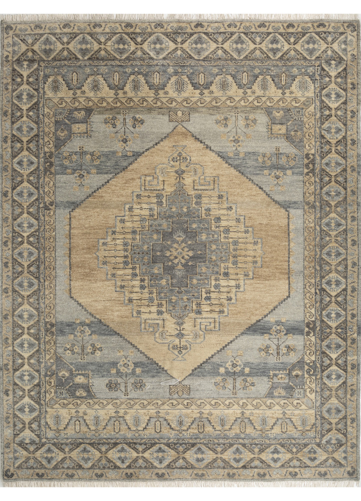savana grey and black wool hand knotted Rug
