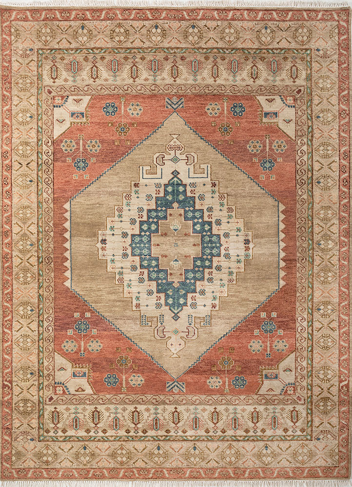  ivory wool hand knotted Rug