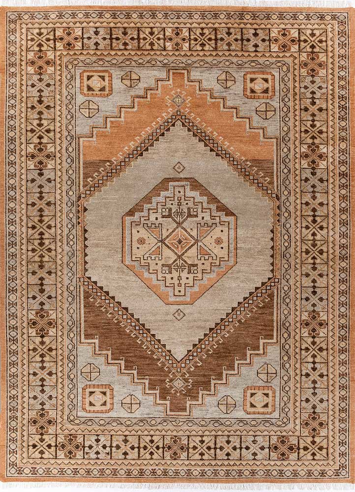 red and orange red and orange wool hand knotted Rug
