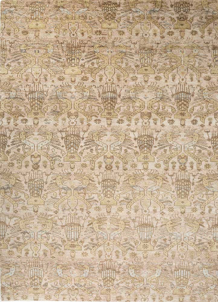 viscaya beige and brown wool hand knotted Rug - HeadShot