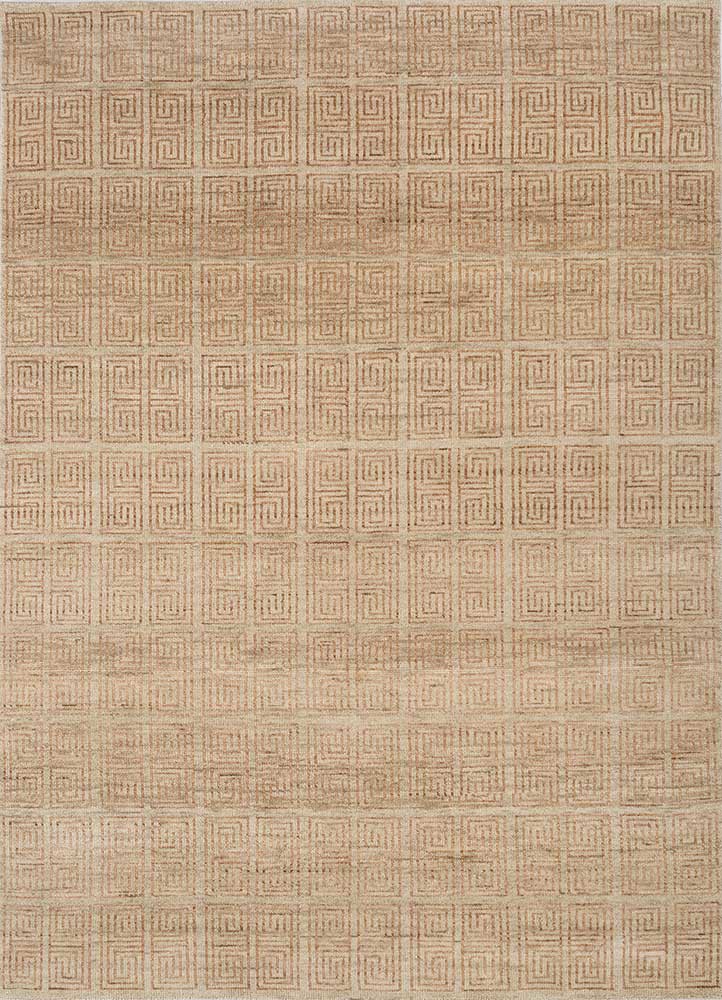 thyme gold wool hand knotted Rug - HeadShot