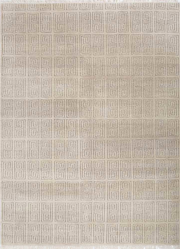  ivory wool hand knotted Rug