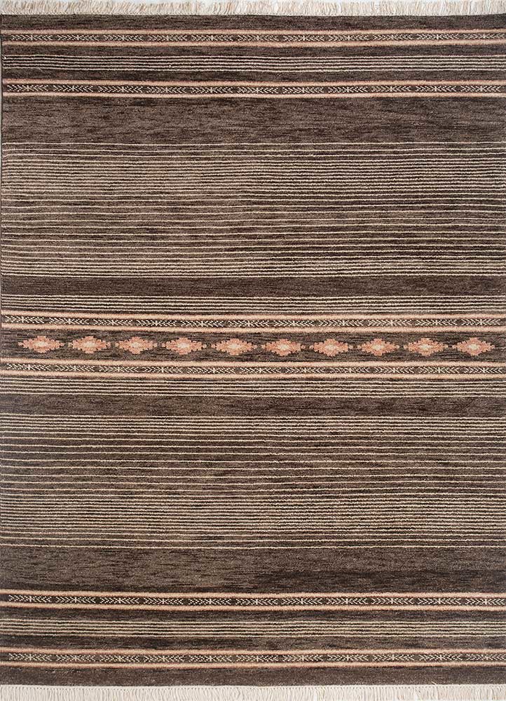 thyme beige and brown wool hand knotted Rug - HeadShot thyme beige and brown wool hand knotted Rug - HeadShot
