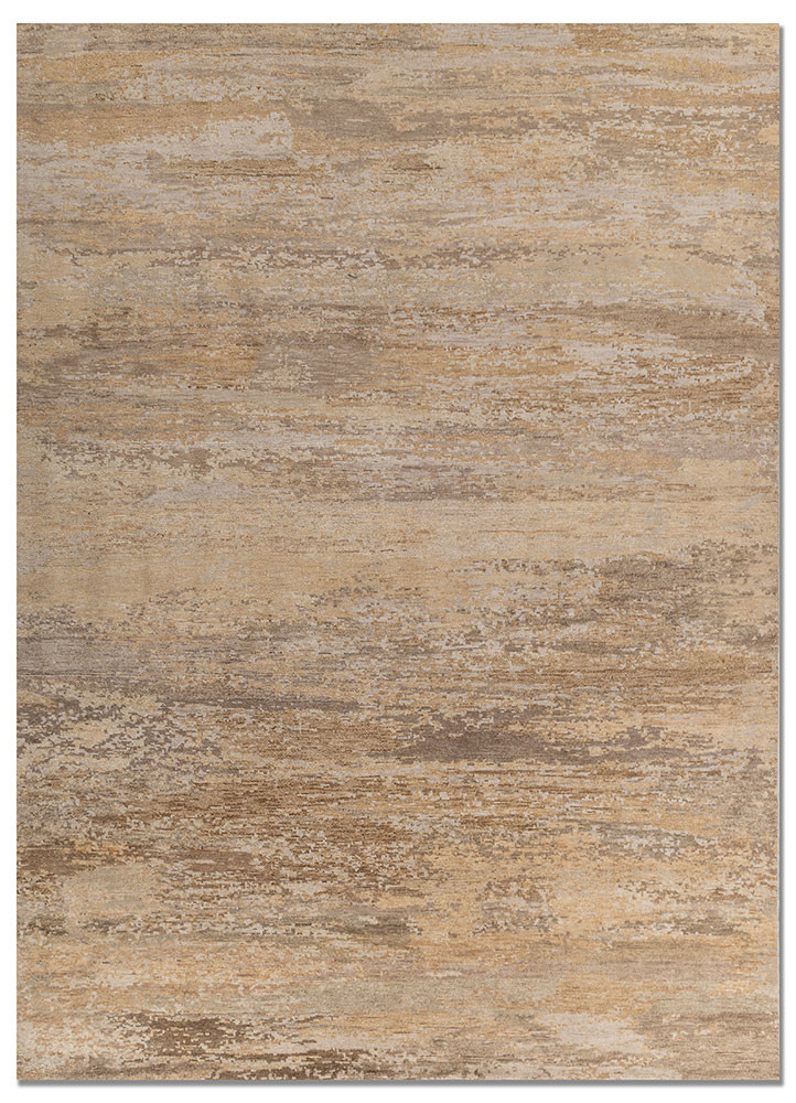  beige and brown wool hand knotted Rug