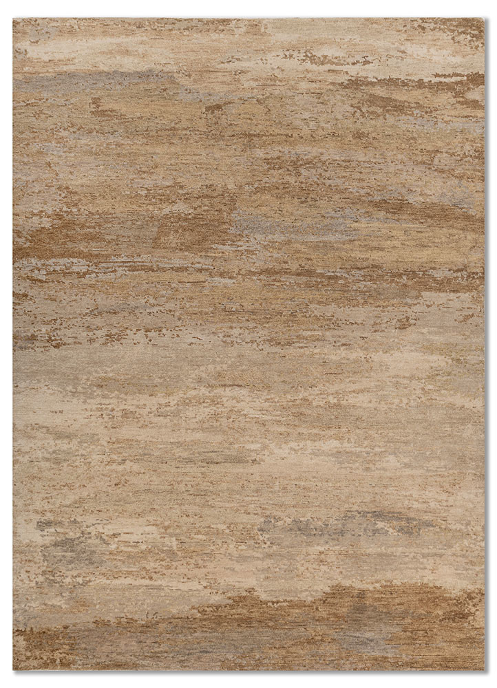 entropy beige and brown wool hand knotted Rug - HeadShot