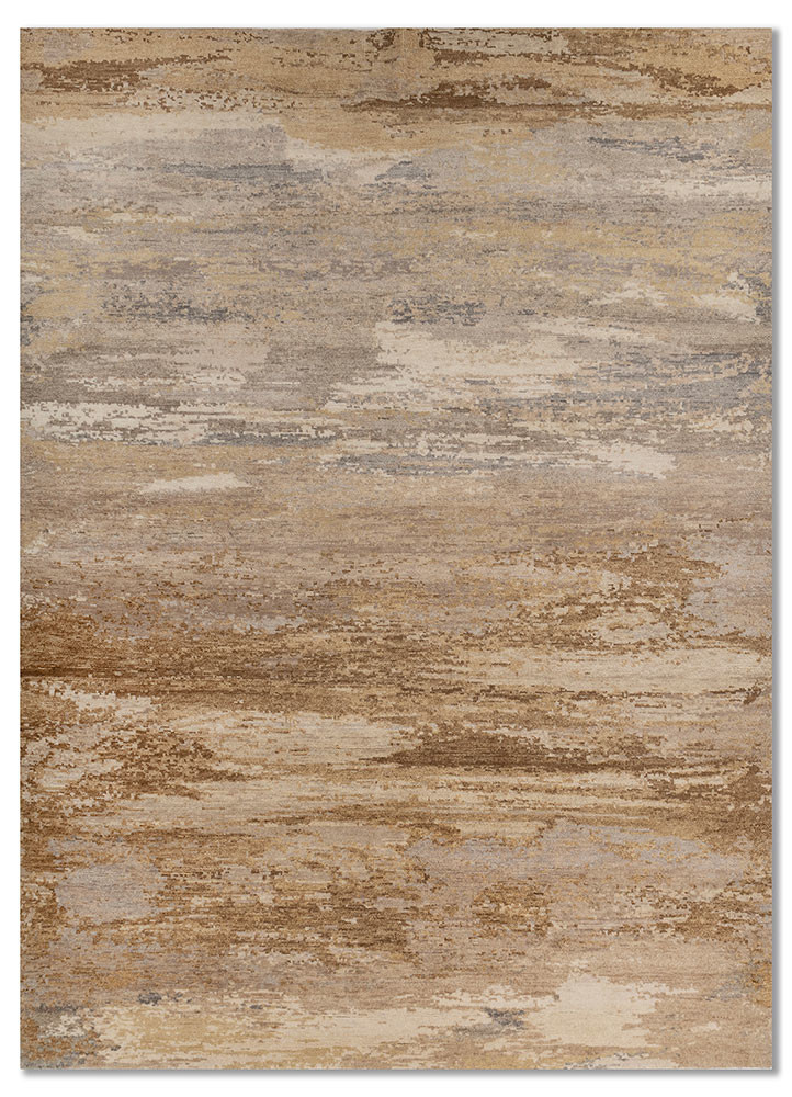  beige and brown wool hand knotted Rug