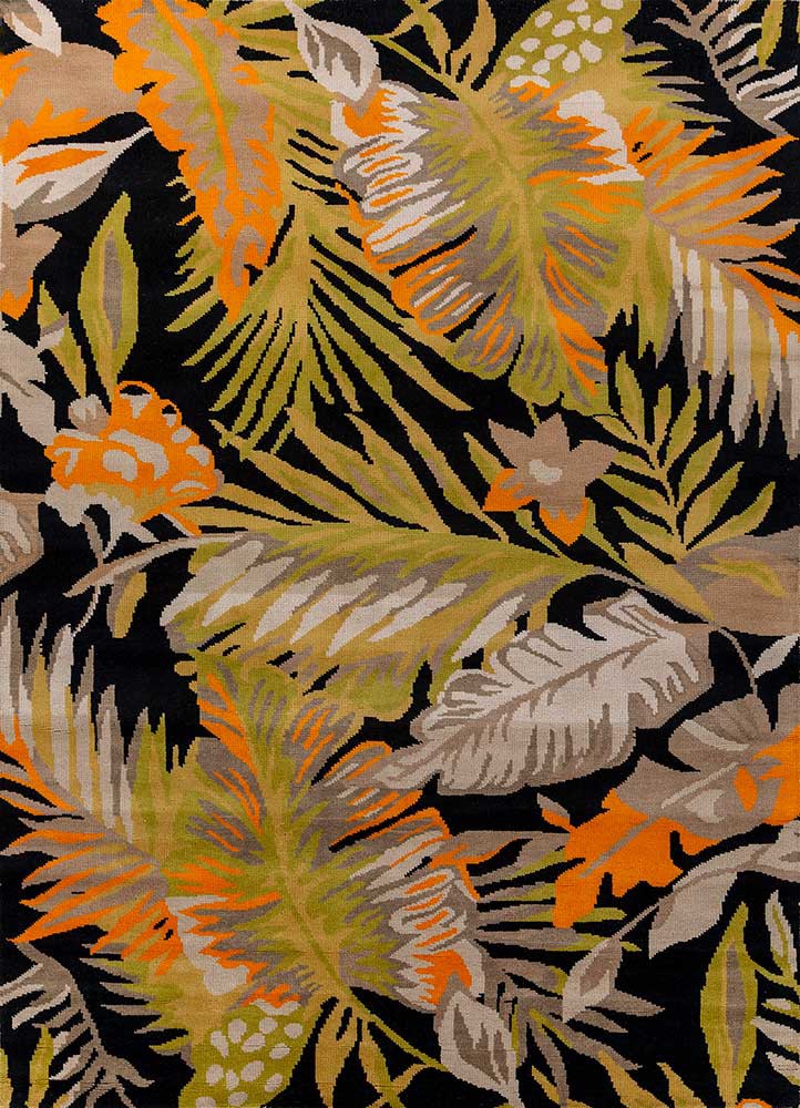 pansy grey and black wool hand knotted Rug - HeadShot