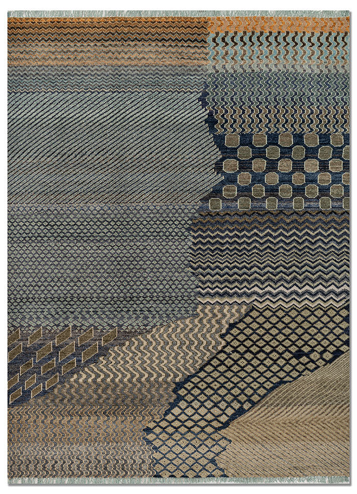 manchaha blue wool hand knotted Rug - HeadShot manchaha blue wool hand knotted Rug - HeadShot