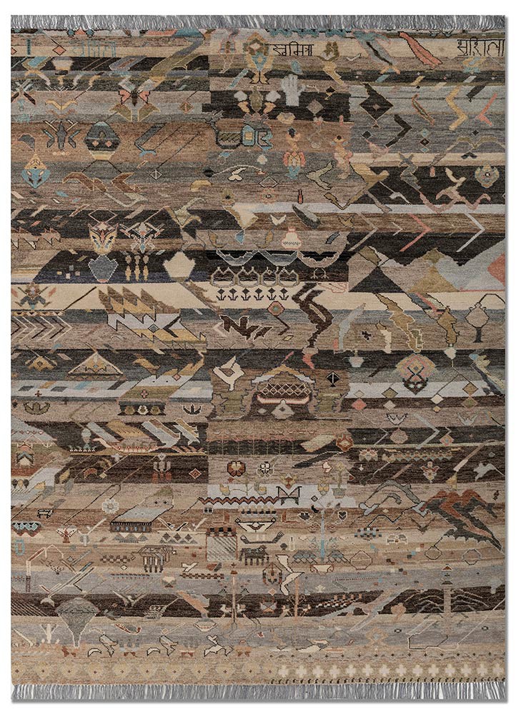 manchaha ivory wool hand knotted Rug - HeadShot manchaha ivory wool hand knotted Rug - HeadShot