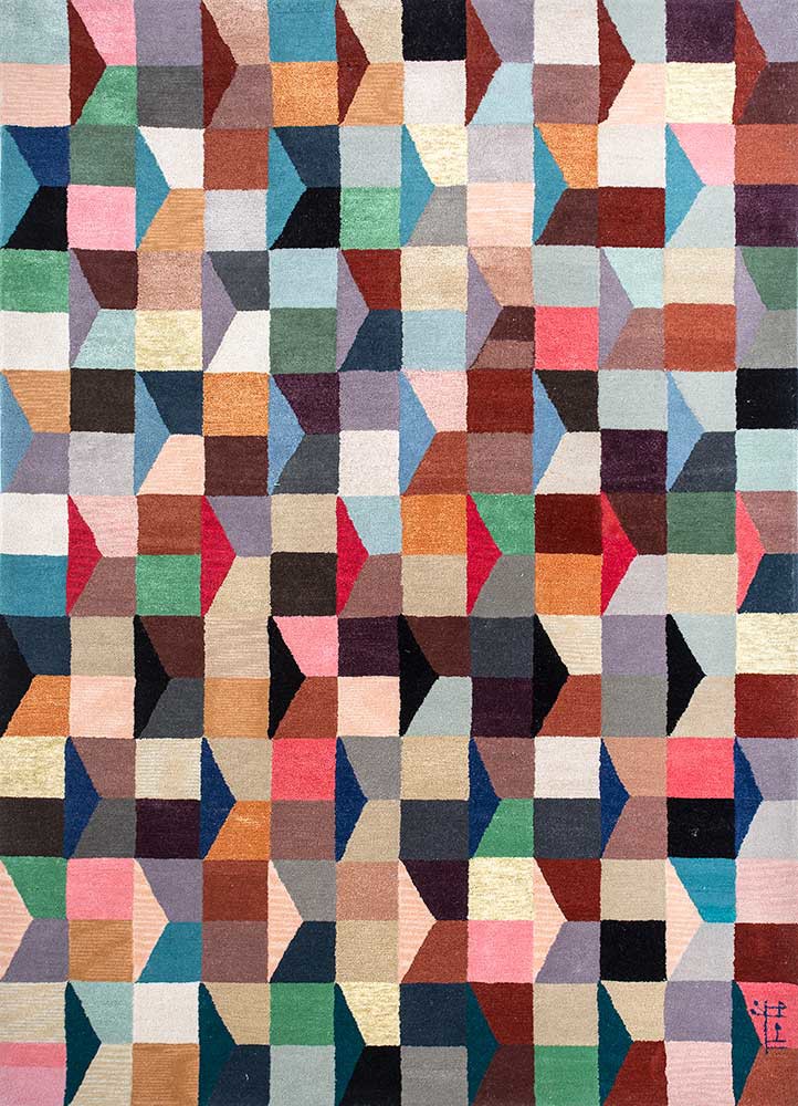 acar multi wool and viscose hand tufted Rug - HeadShot