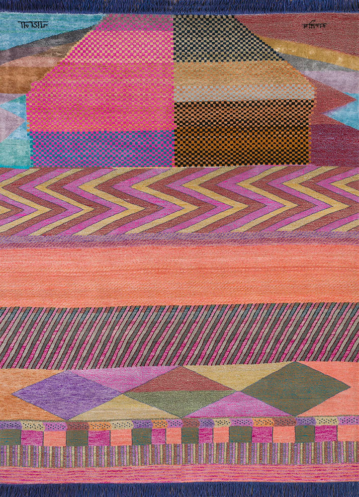 manchaha blue wool and bamboo silk hand knotted Rug - HeadShot manchaha blue wool and bamboo silk hand knotted Rug - HeadShot