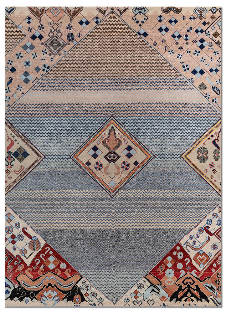 manchaha blue wool and bamboo silk hand knotted Rug - HeadShot manchaha blue wool and bamboo silk hand knotted Rug - HeadShot