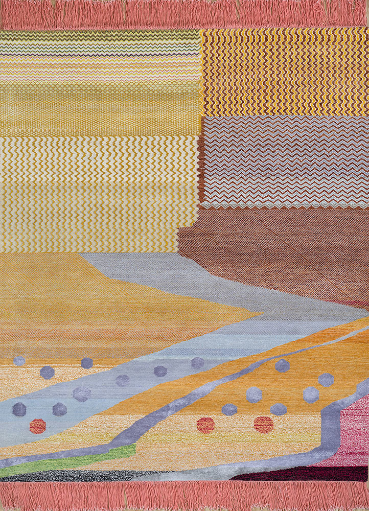 manchaha blue wool and bamboo silk hand knotted Rug - HeadShot