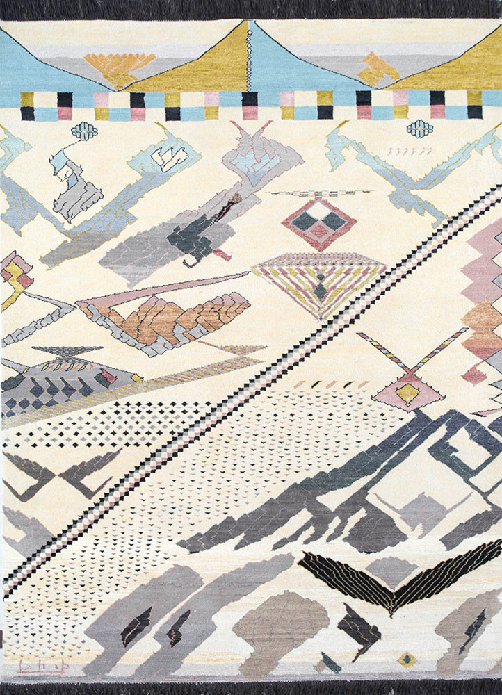 manchaha pink and purple wool and bamboo silk hand knotted Rug - HeadShot