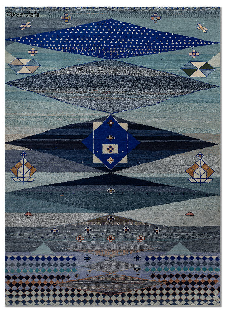freedom manchaha blue wool and bamboo silk hand knotted Rug - HeadShot freedom manchaha blue wool and bamboo silk hand knotted Rug - HeadShot