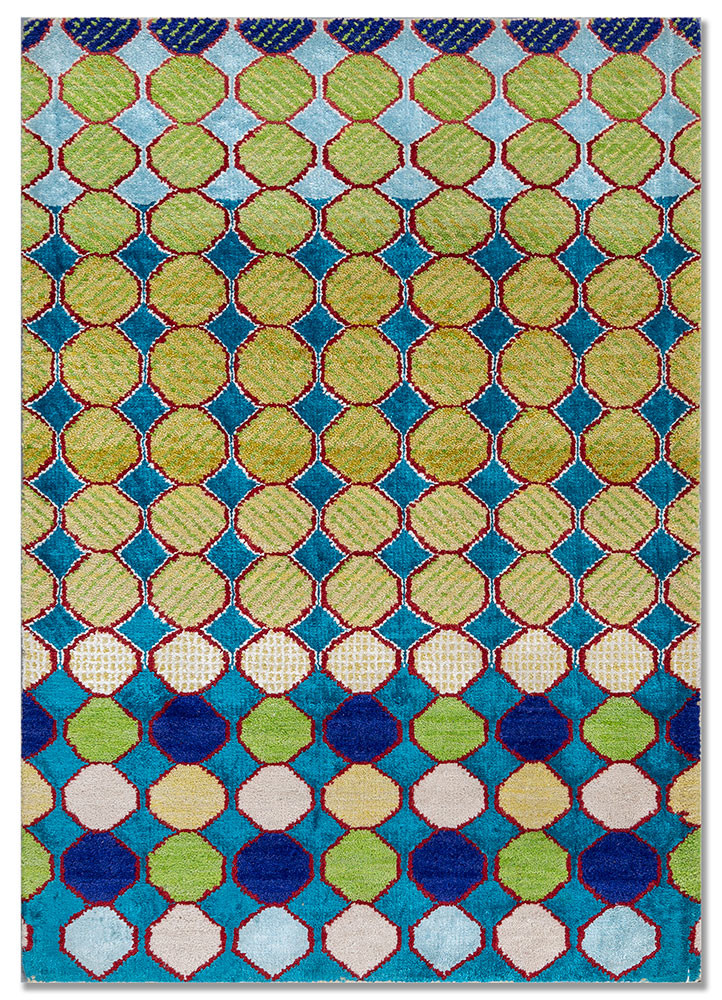 manchaha ivory wool and bamboo silk hand knotted Rug - HeadShot