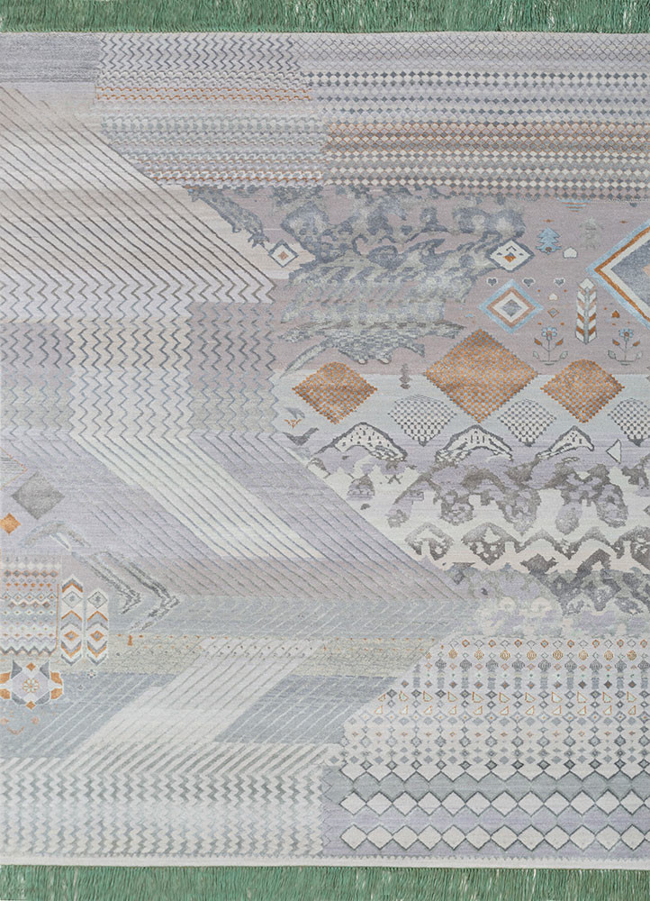 manchaha blue wool and bamboo silk hand knotted Rug - HeadShot manchaha blue wool and bamboo silk hand knotted Rug - HeadShot