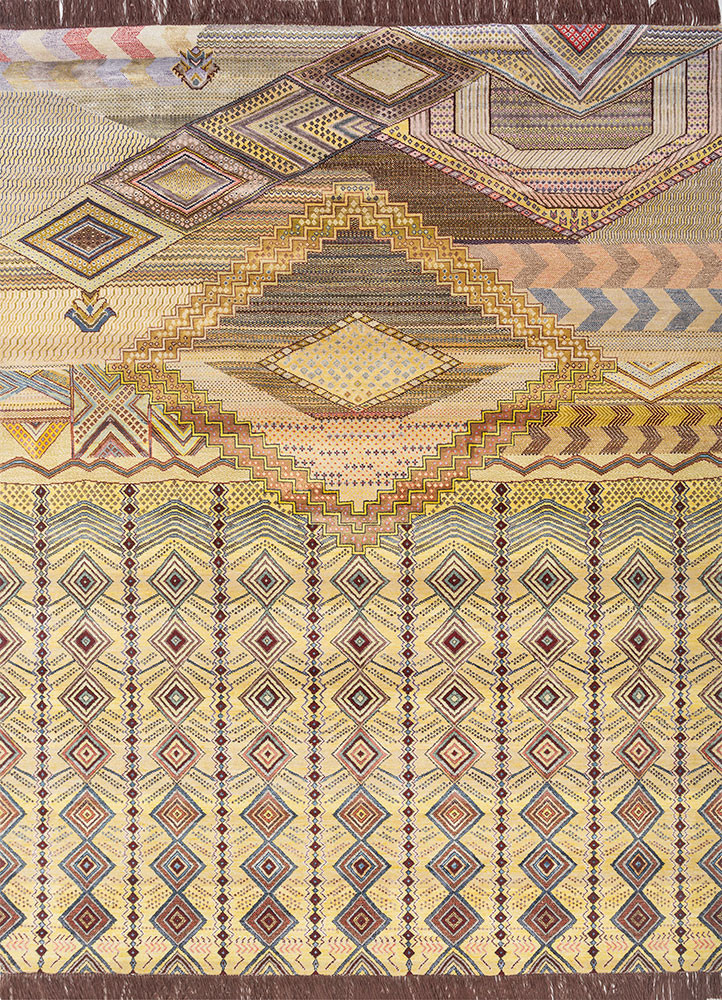 manchaha gold wool and bamboo silk hand knotted Rug - HeadShot manchaha gold wool and bamboo silk hand knotted Rug - HeadShot