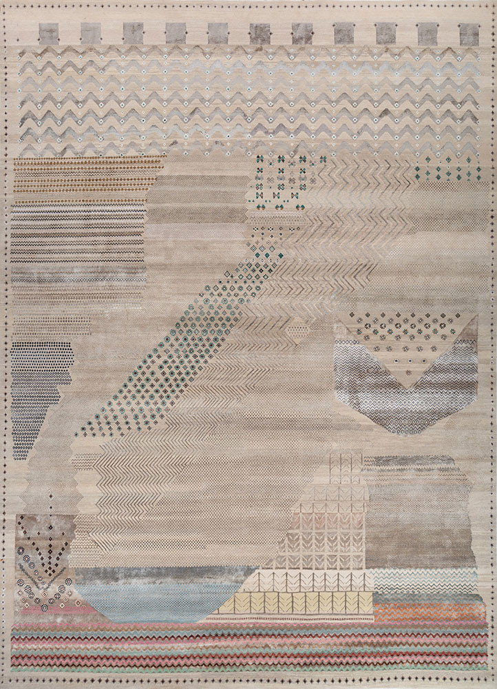 manchaha ivory wool and bamboo silk hand knotted Rug - HeadShot manchaha ivory wool and bamboo silk hand knotted Rug - HeadShot