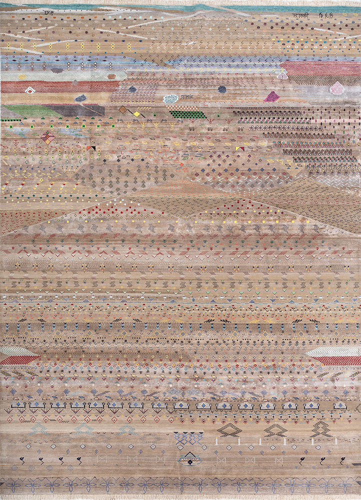 freedom manchaha beige and brown wool and bamboo silk hand knotted Rug - HeadShot freedom manchaha beige and brown wool and bamboo silk hand knotted Rug - HeadShot