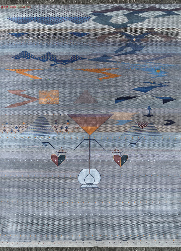 freedom manchaha blue wool and bamboo silk hand knotted Rug - HeadShot freedom manchaha blue wool and bamboo silk hand knotted Rug - HeadShot