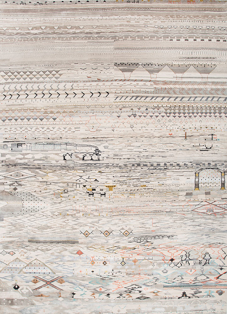 manchaha ivory wool and bamboo silk hand knotted Rug - HeadShot manchaha ivory wool and bamboo silk hand knotted Rug - HeadShot