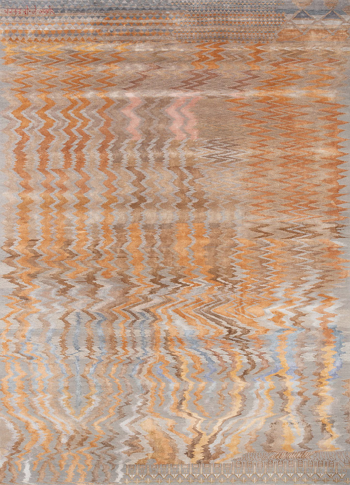 Freedom Manchaha Grey and Black Hand Knotted Wool and Bamboo Silk Rugs