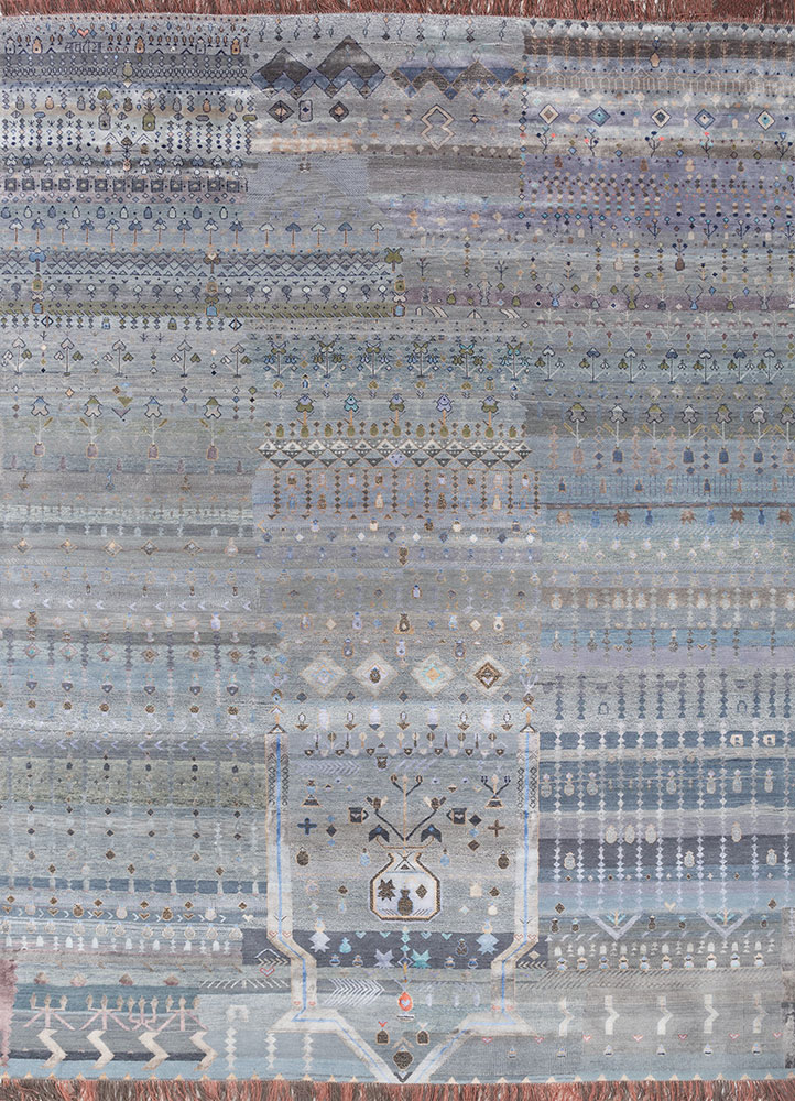 Freedom Manchaha Blue Hand Knotted Wool and Bamboo Silk RugsLes2002Jaipur Rugs