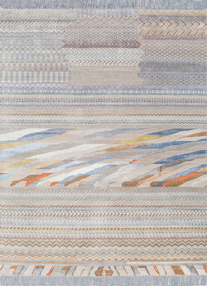 manchaha grey and black wool and bamboo silk hand knotted Rug - HeadShot