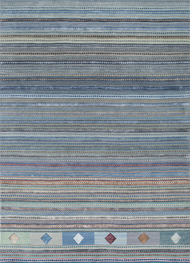 manchaha blue wool and bamboo silk hand knotted Rug - HeadShot manchaha blue wool and bamboo silk hand knotted Rug - HeadShot
