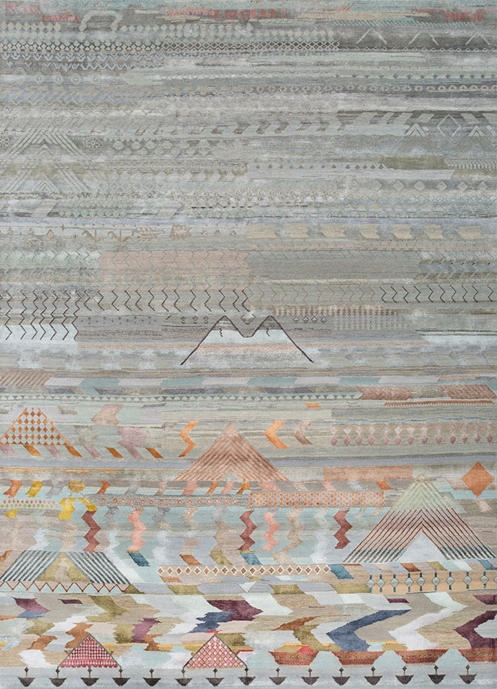 manchaha blue wool and bamboo silk hand knotted Rug - HeadShot manchaha blue wool and bamboo silk hand knotted Rug - HeadShot