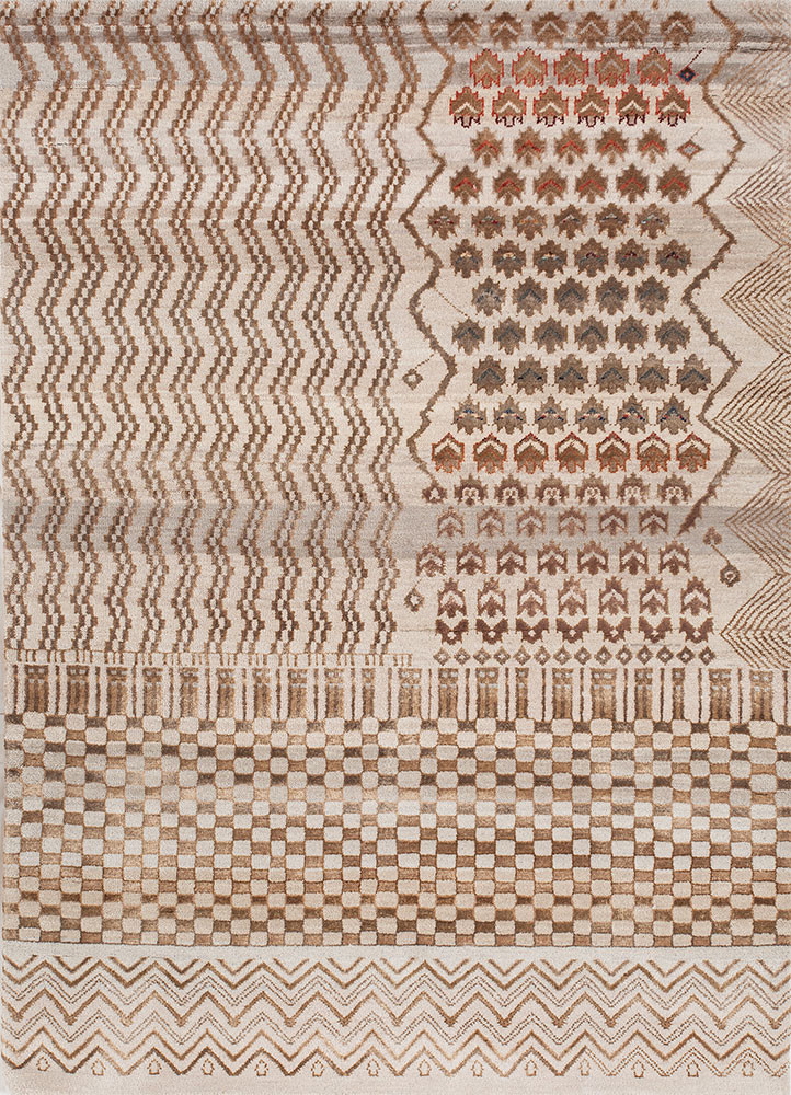 manchaha ivory wool and bamboo silk hand knotted Rug - HeadShot manchaha ivory wool and bamboo silk hand knotted Rug - HeadShot