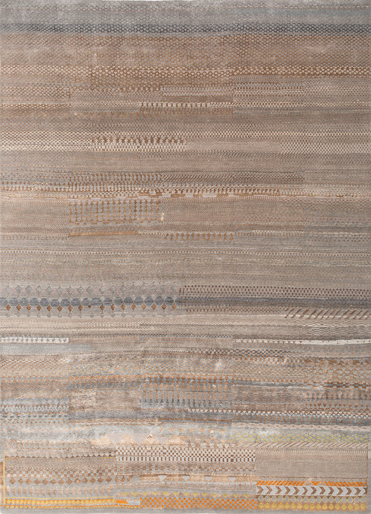 manchaha grey and black wool and bamboo silk hand knotted Rug - HeadShot manchaha grey and black wool and bamboo silk hand knotted Rug - HeadShot