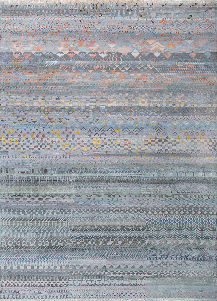 manchaha blue wool and bamboo silk hand knotted Rug - HeadShot manchaha blue wool and bamboo silk hand knotted Rug - HeadShot