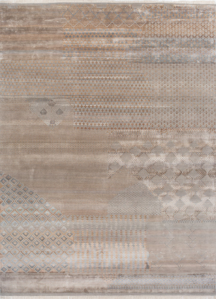 manchaha grey and black wool and bamboo silk hand knotted Rug - HeadShot manchaha grey and black wool and bamboo silk hand knotted Rug - HeadShot