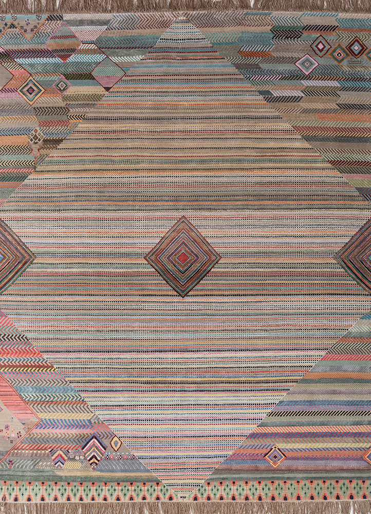 manchaha beige and brown wool and bamboo silk hand knotted Rug - HeadShot manchaha beige and brown wool and bamboo silk hand knotted Rug - HeadShot